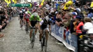 Fietsers Ronde Van Vlaanderen kasseien